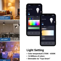 Bombilla LED Smart E27 - 15W - RGB + CCT - WiFi - TUYA App