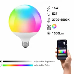 Bombilla LED Smart E27 - 15W - RGB + CCT - WiFi - TUYA App