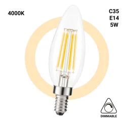 Bombilla LED Vela E14 5W Regulable C35 – 550 Lúmenes