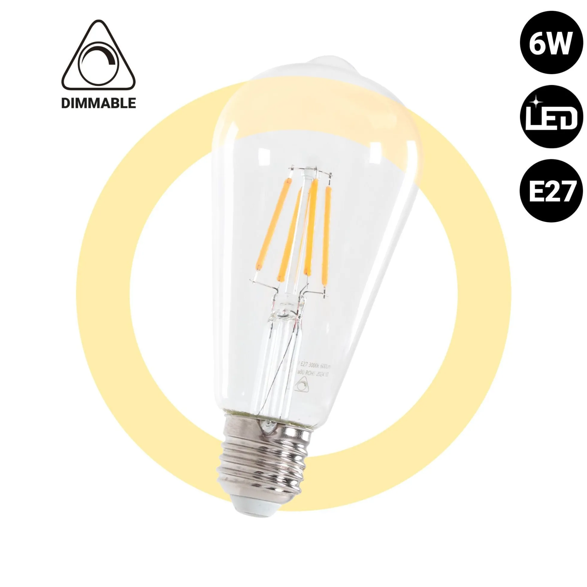 Bombilla LED Vintage Filamento - E27 ST64 - 6W - Regulable