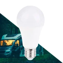 Bombilla 12-24V DC 8W E27 A60 para caravanas, camping y embarcaciones