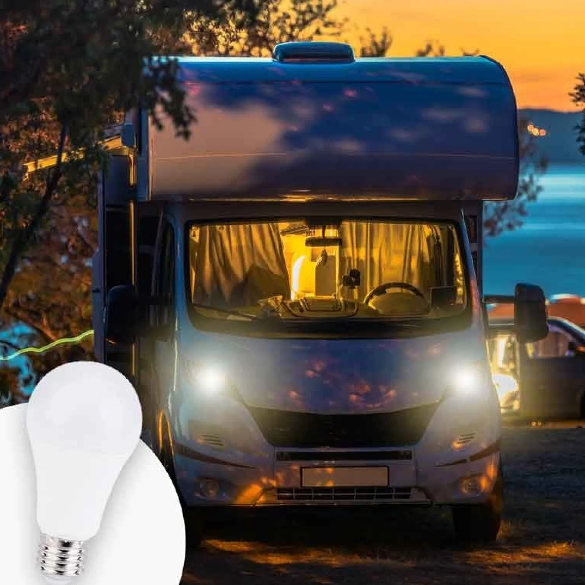 Bombilla 12-24V DC 8W E27 A60 para caravanas, camping y embarcaciones