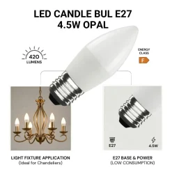Bombilla vela LED E27 C37 4.5W — Opal | Disponible en luz cálida, neutra y fría