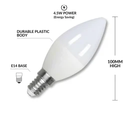 Bombilla vela LED E14 C37 4.5W — Opal | Disponible en luz cálida, neutra y fría