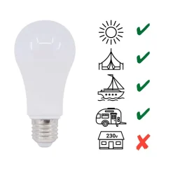 Bombilla 10-36V 7W E27 A60 para caravanas, camping y embarcaciones