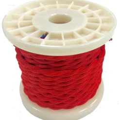 Cable eléctrico decorativo textil trenzado 2X0,75 rojo - 10 metros