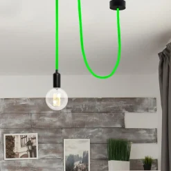 Cable eléctrico redondo revestido de algodón Verde Cítrico