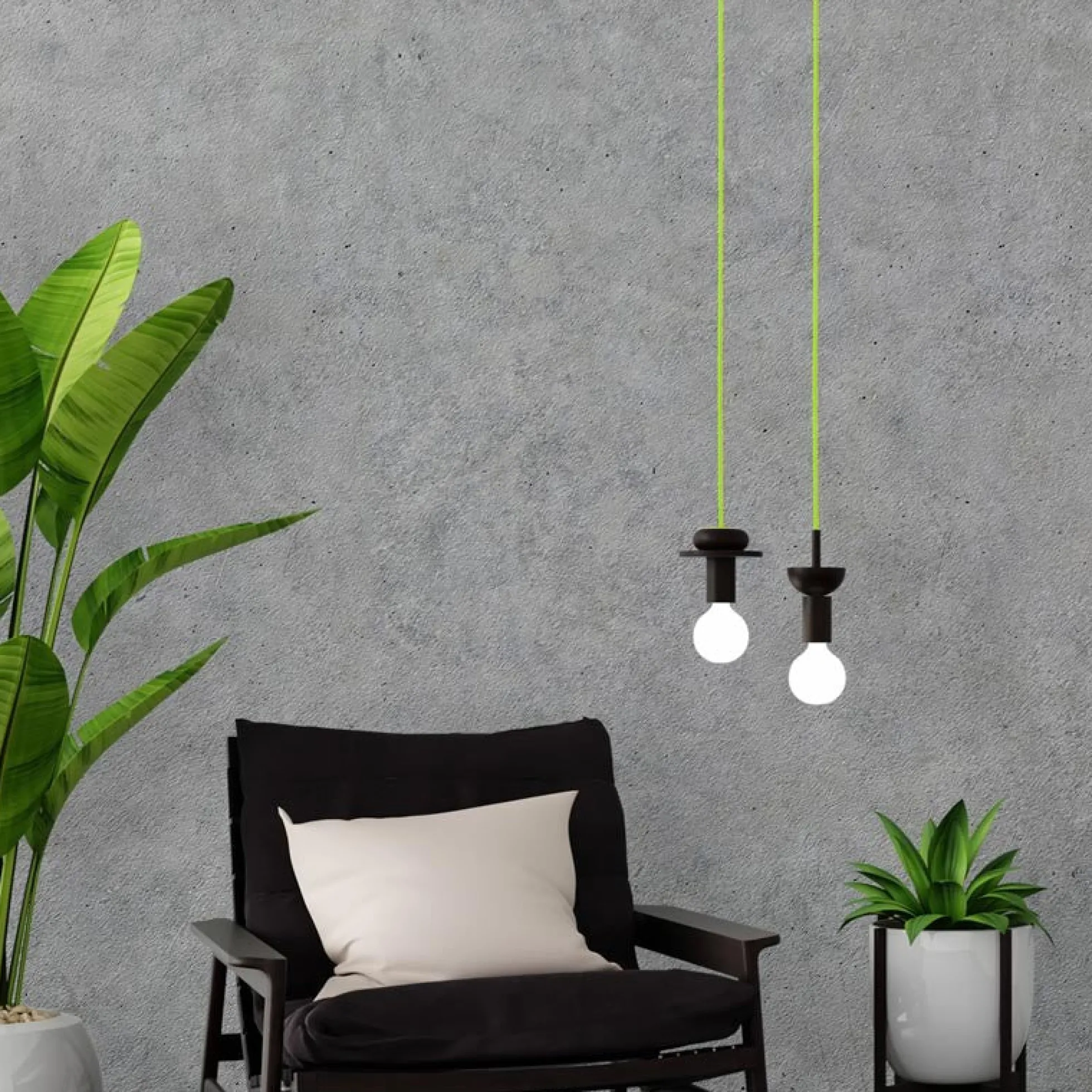 Cable eléctrico redondo revestido de algodón Verde Cítrico