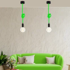 Cable eléctrico redondo revestido de algodón Verde Cítrico