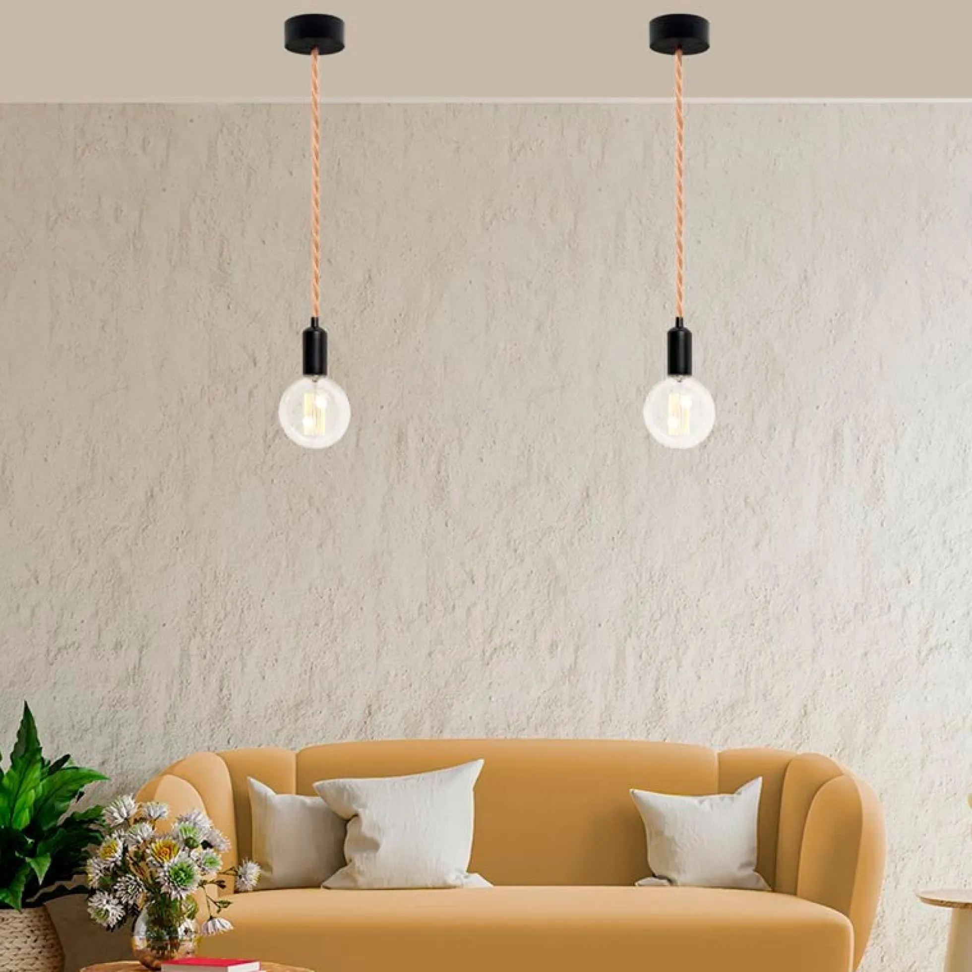 Cable eléctrico trenzado en tejido efecto seda gold rose