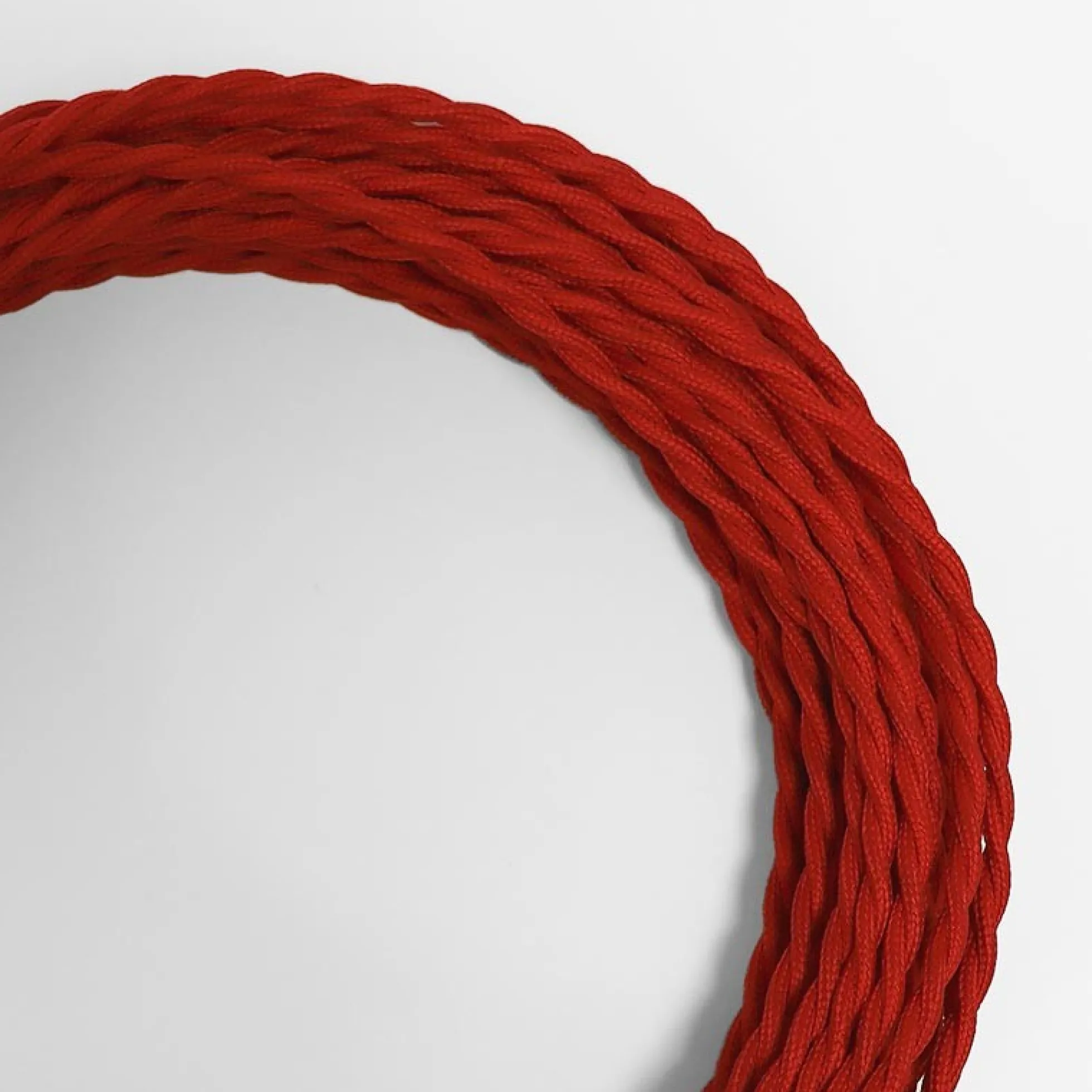 Cable eléctrico trenzado en tejido efecto seda color Rojo