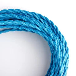 Cable Trenzado Recubierto en tejido Efecto Seda Color Azul