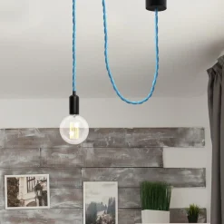 Cable Trenzado Recubierto en tejido Efecto Seda Color Azul
