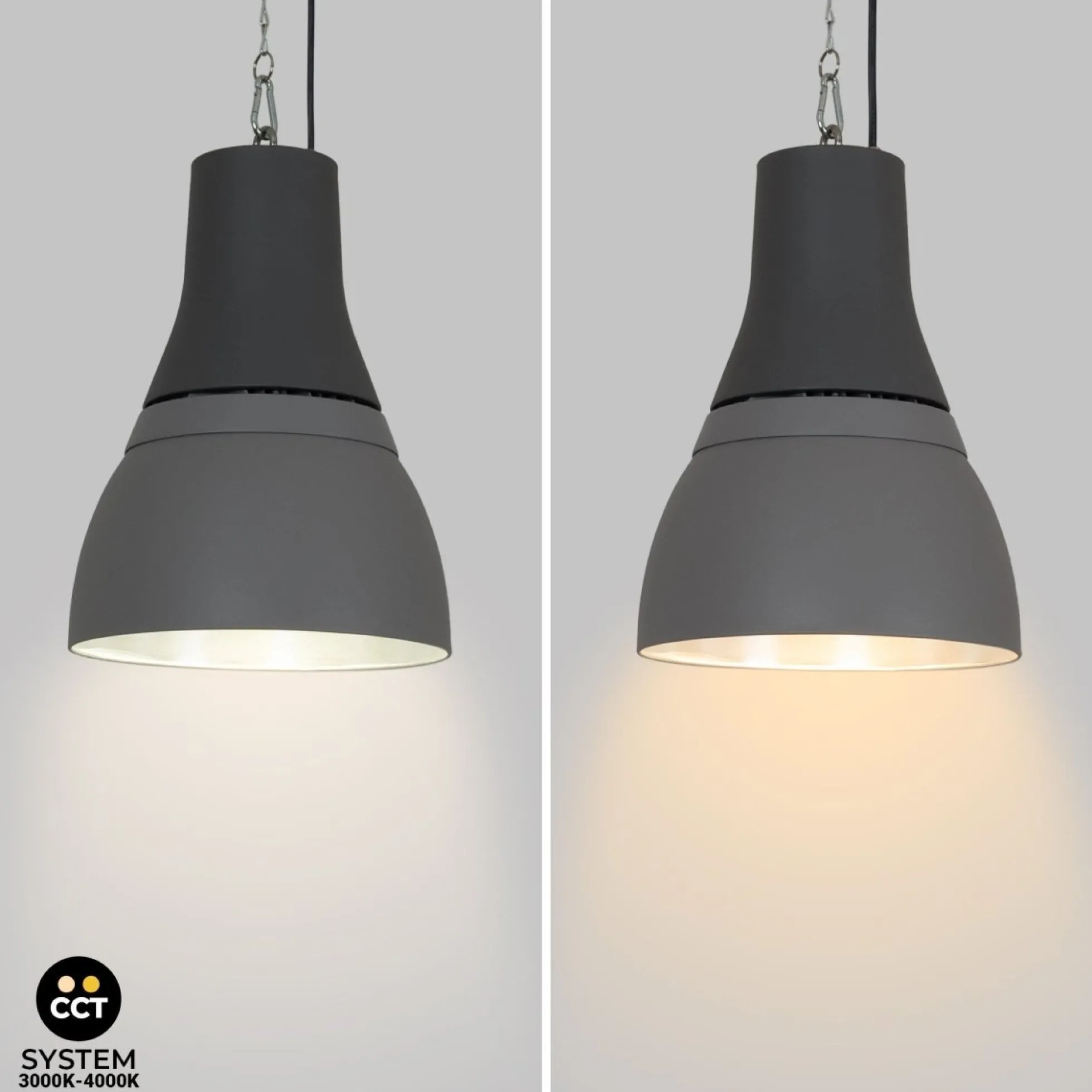 Campana LED comercial CCT - (25W / 40W /60W / 80W) - Difusor aluminio - UGR19 - Driver Lifud 0-10V