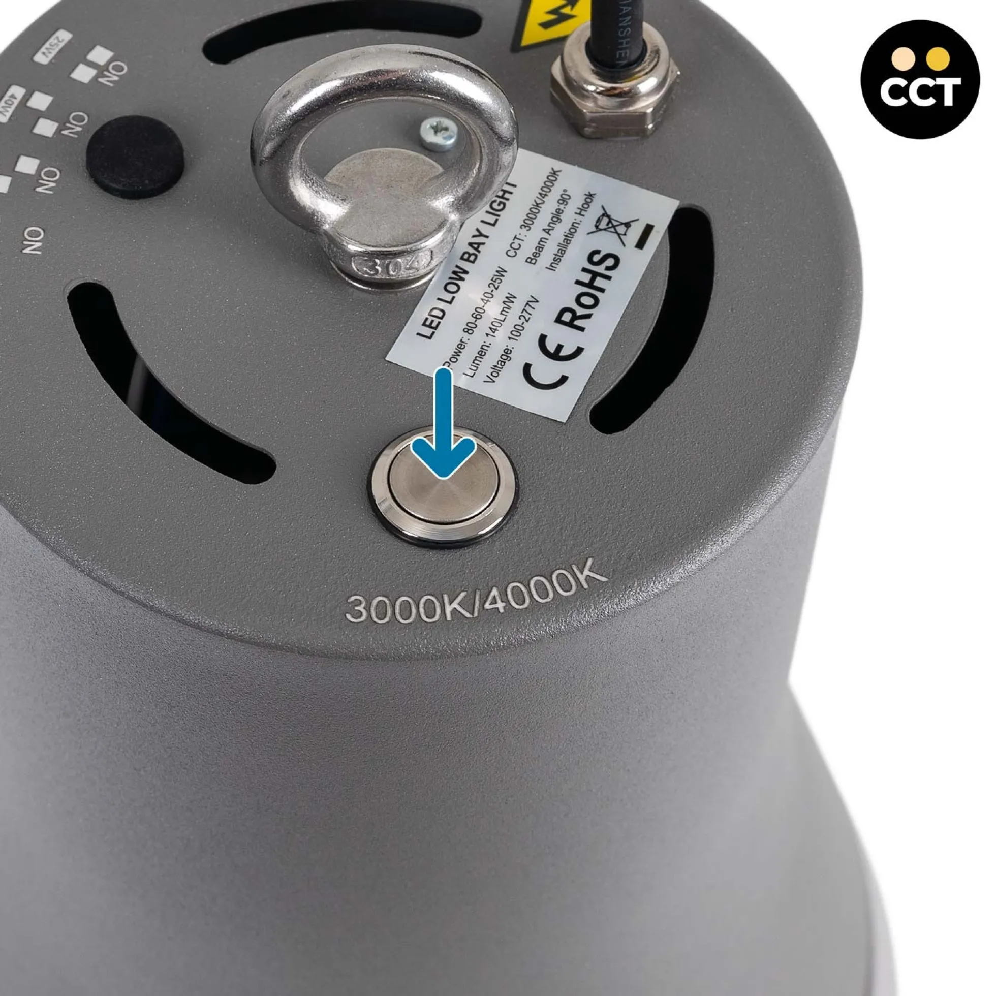 Campana LED comercial CCT - (25W / 40W /60W / 80W) - Difusor aluminio - UGR19 - Driver Lifud 0-10V