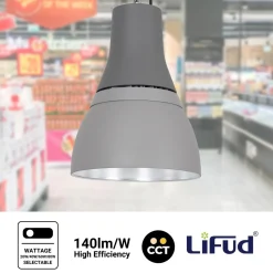 Campana LED comercial CCT - (25W / 40W /60W / 80W) - Difusor aluminio - UGR19 - Driver Lifud 0-10V