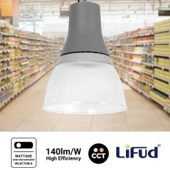 Campana LED comercial CCT - (25W / 40W / 60W / 80W) - Difusor policarbonato - UGR19 - Driver Lifud