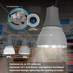 Campana LED comercial CCT - (25W / 40W / 60W / 80W) - Difusor policarbonato - UGR19 - Driver Lifud