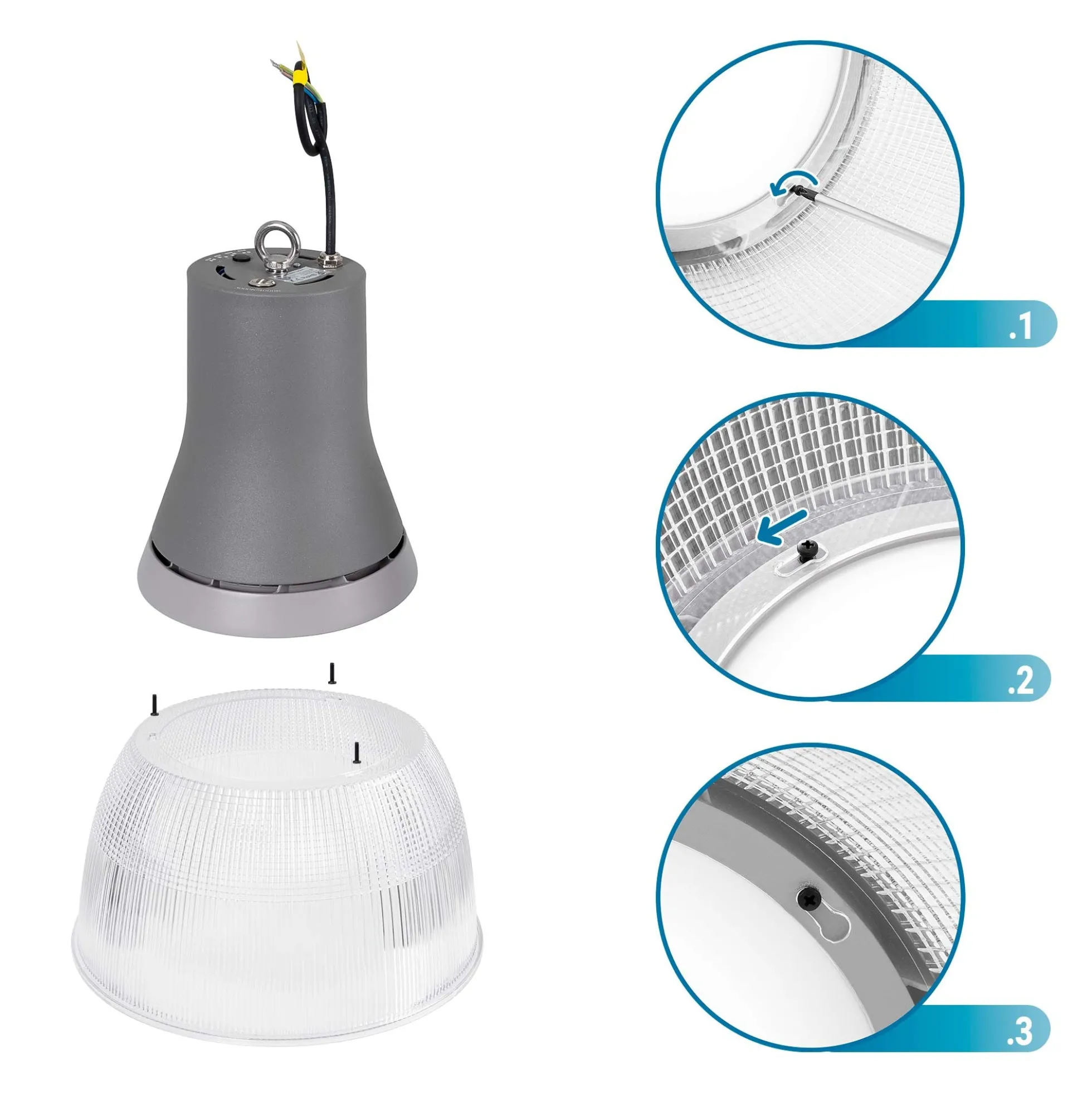 Campana LED comercial CCT - (25W / 40W / 60W / 80W) - Difusor policarbonato - UGR19 - Driver Lifud