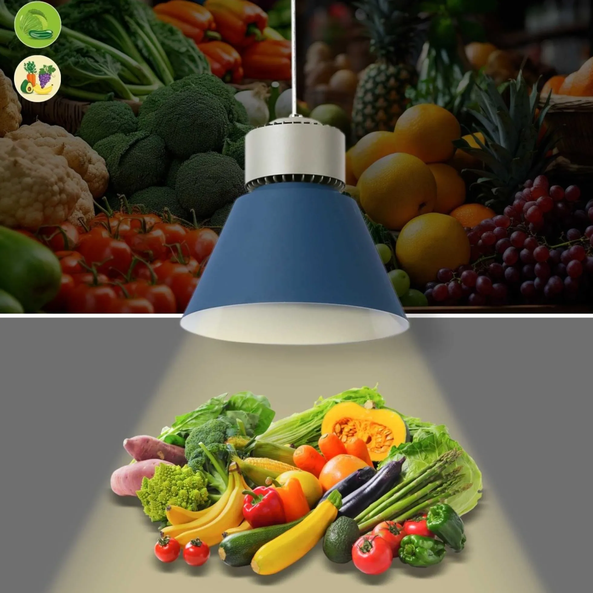 Campana LED 36W especial para fruterías y verdulerías - Driver KeGu