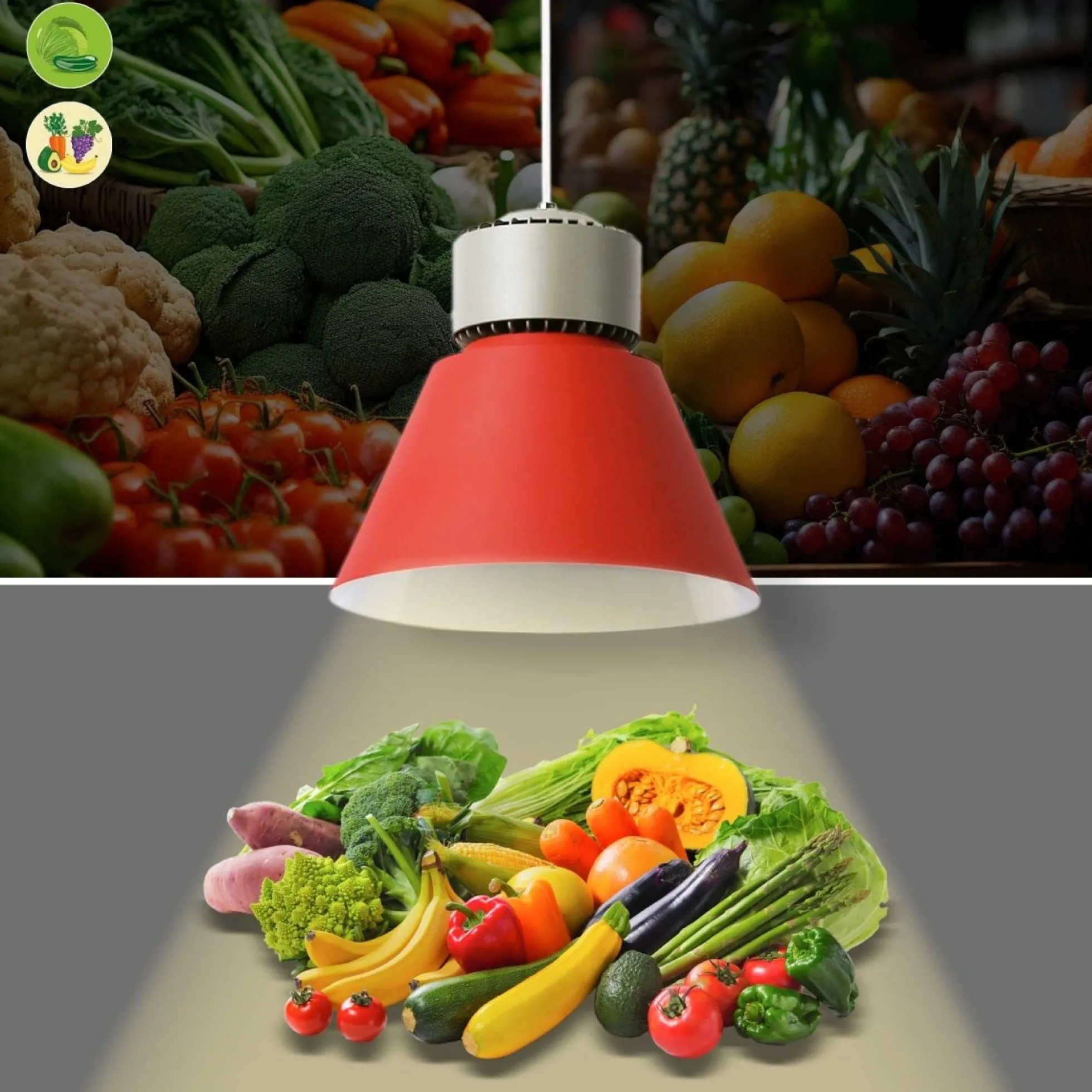 Campana LED 36W especial para fruterías y verdulerías - Driver KeGu