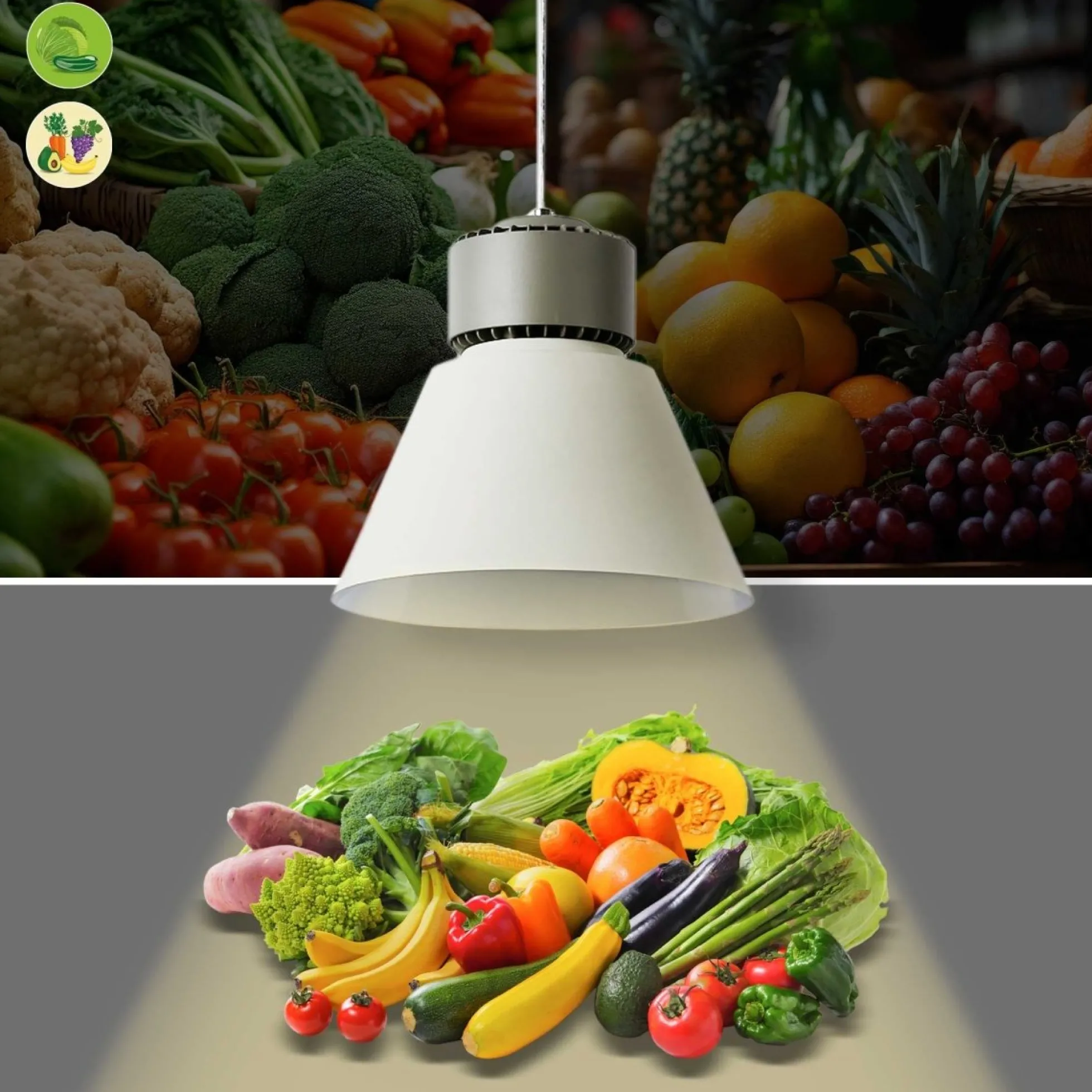 Campana LED 36W especial para fruterías y verdulerías - Driver KeGu