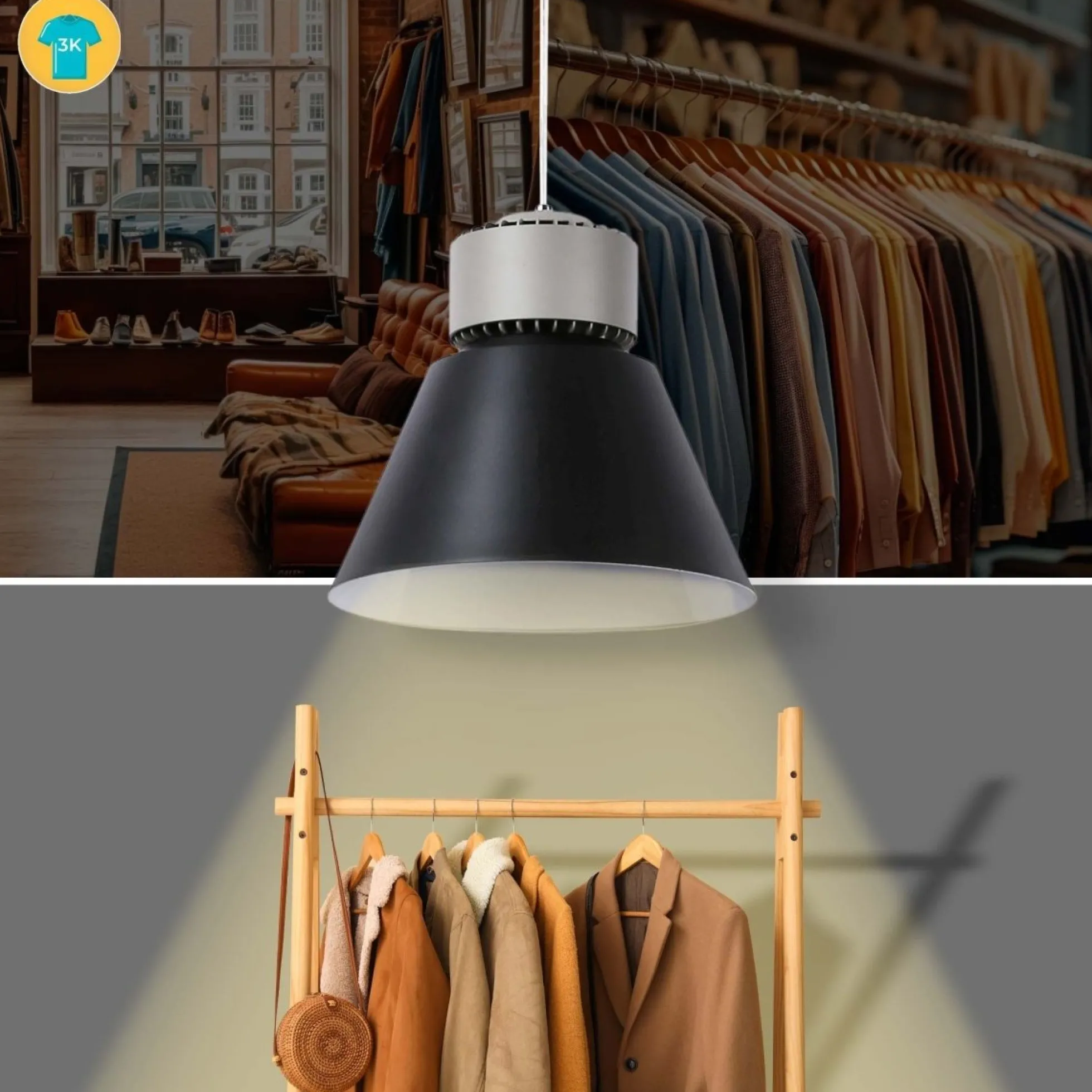 Campana LED 36W especial para moda y retail - CRI90 - 3000K - Driver KeGu