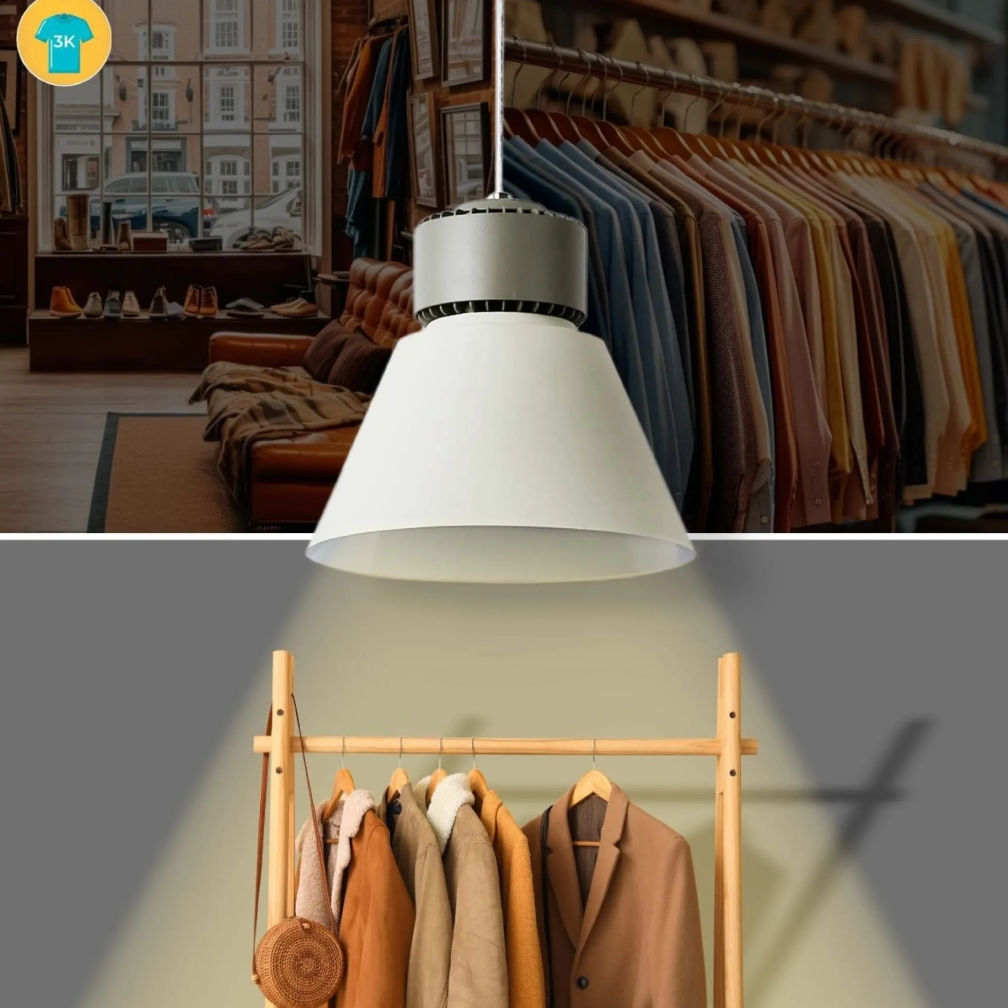 Campana LED 36W especial para moda y retail - CRI90 - 3000K - Driver KeGu
