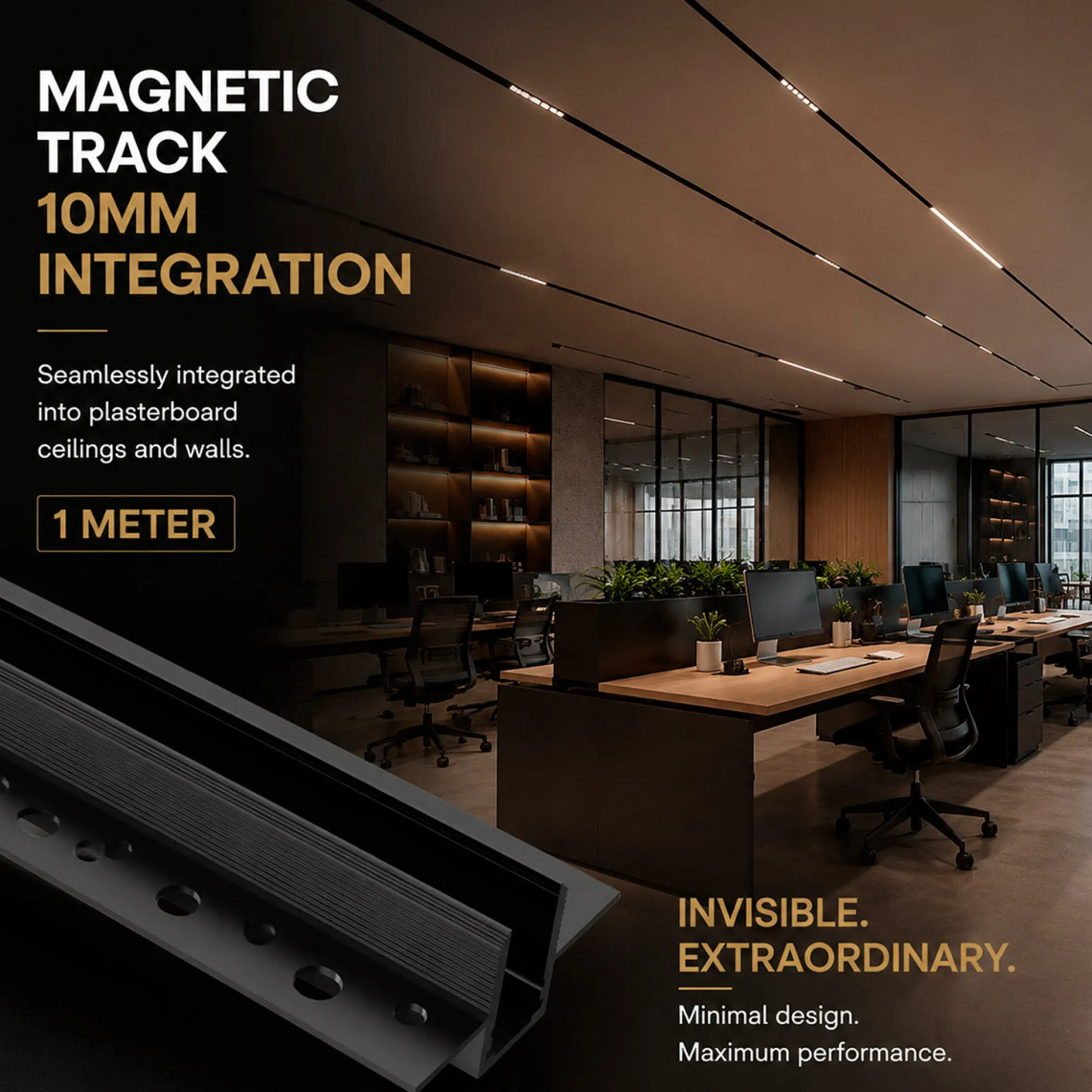 Carril magnético de integración/trimless - 10mm - 1 metro - 48V