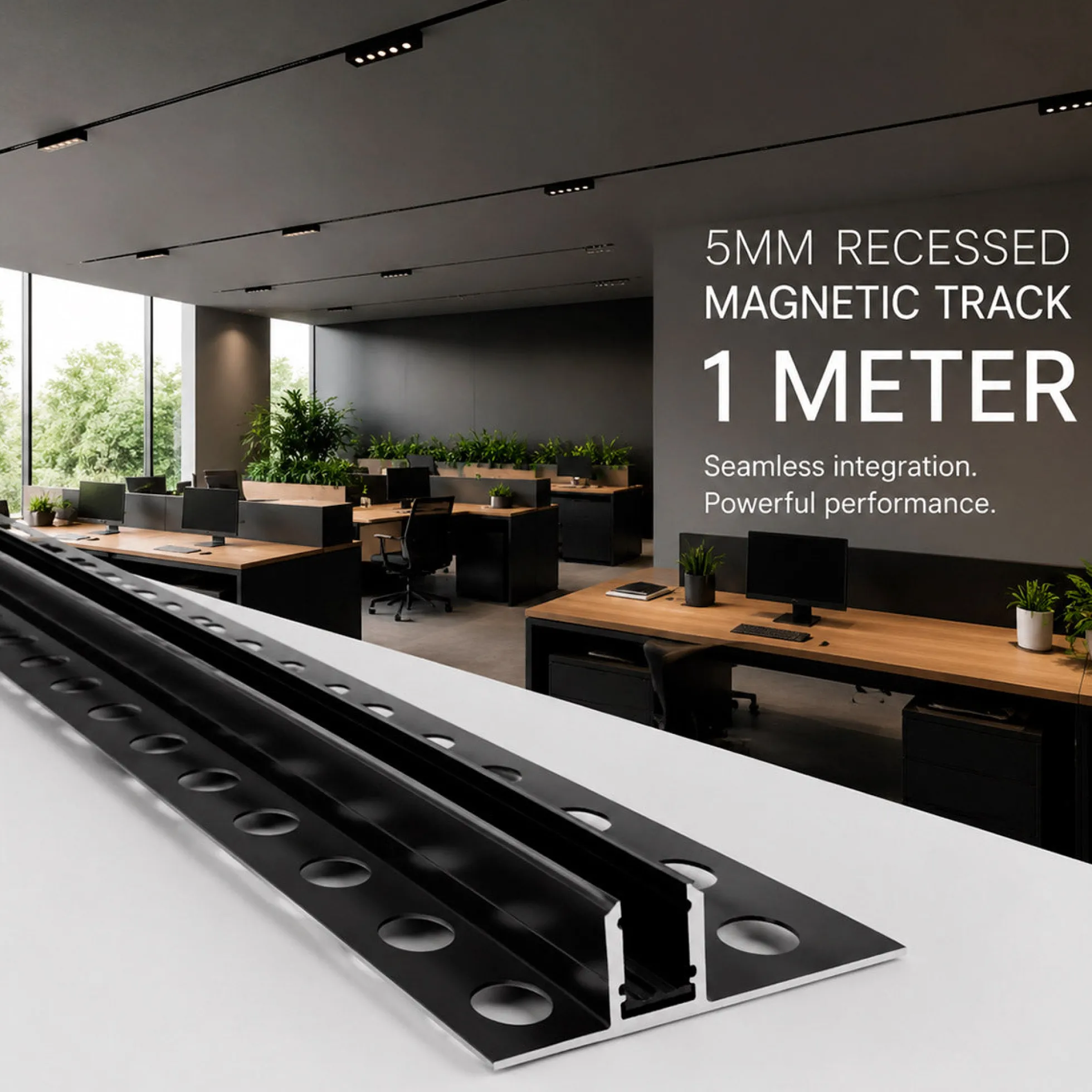 Carril magnético de integración/trimless - 5mm - 1 metro - 24V