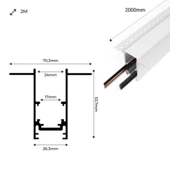 Carril magnético 20mm de integración 48V - 2 metros