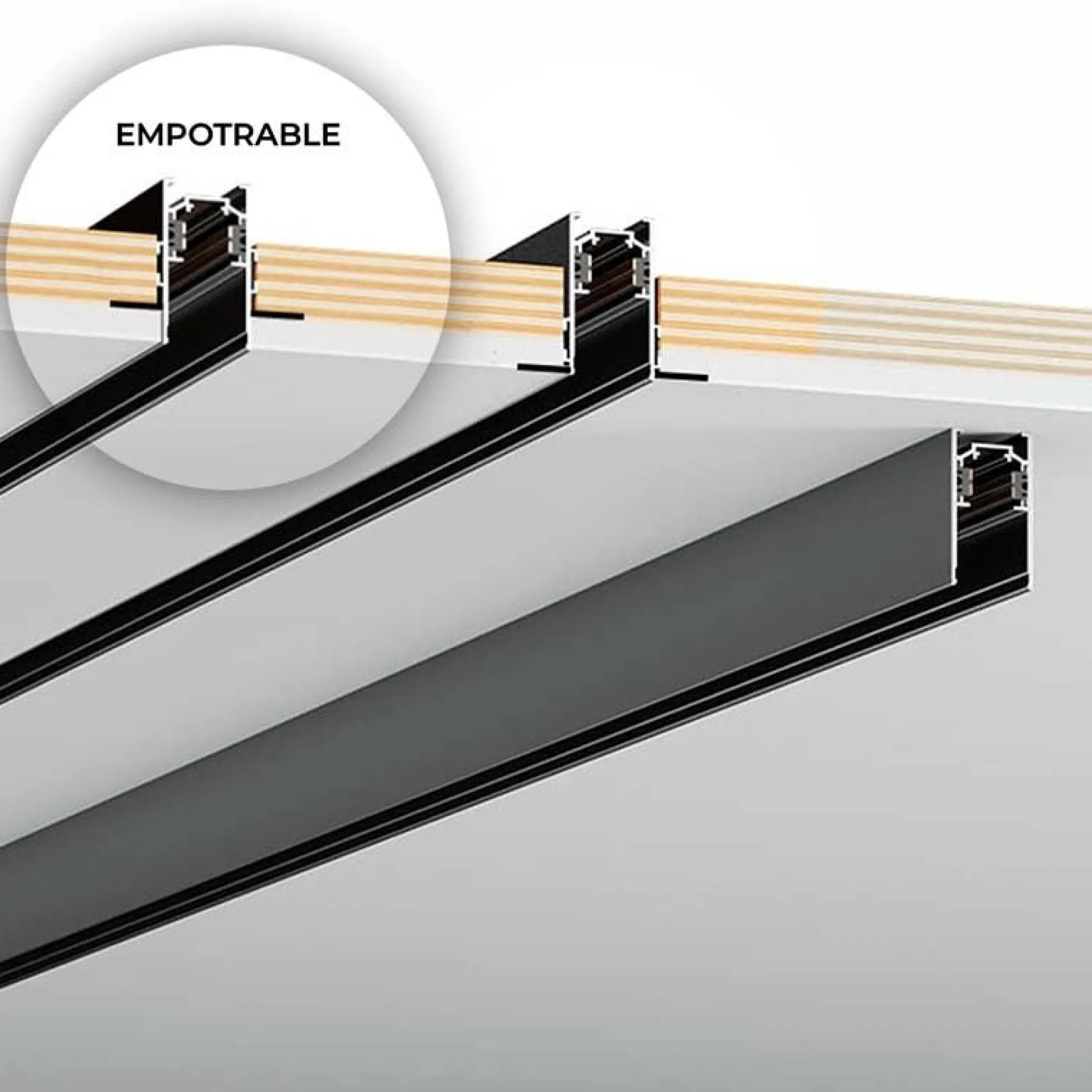 Carril magnético 20mm empotrable 48V - 1 metro