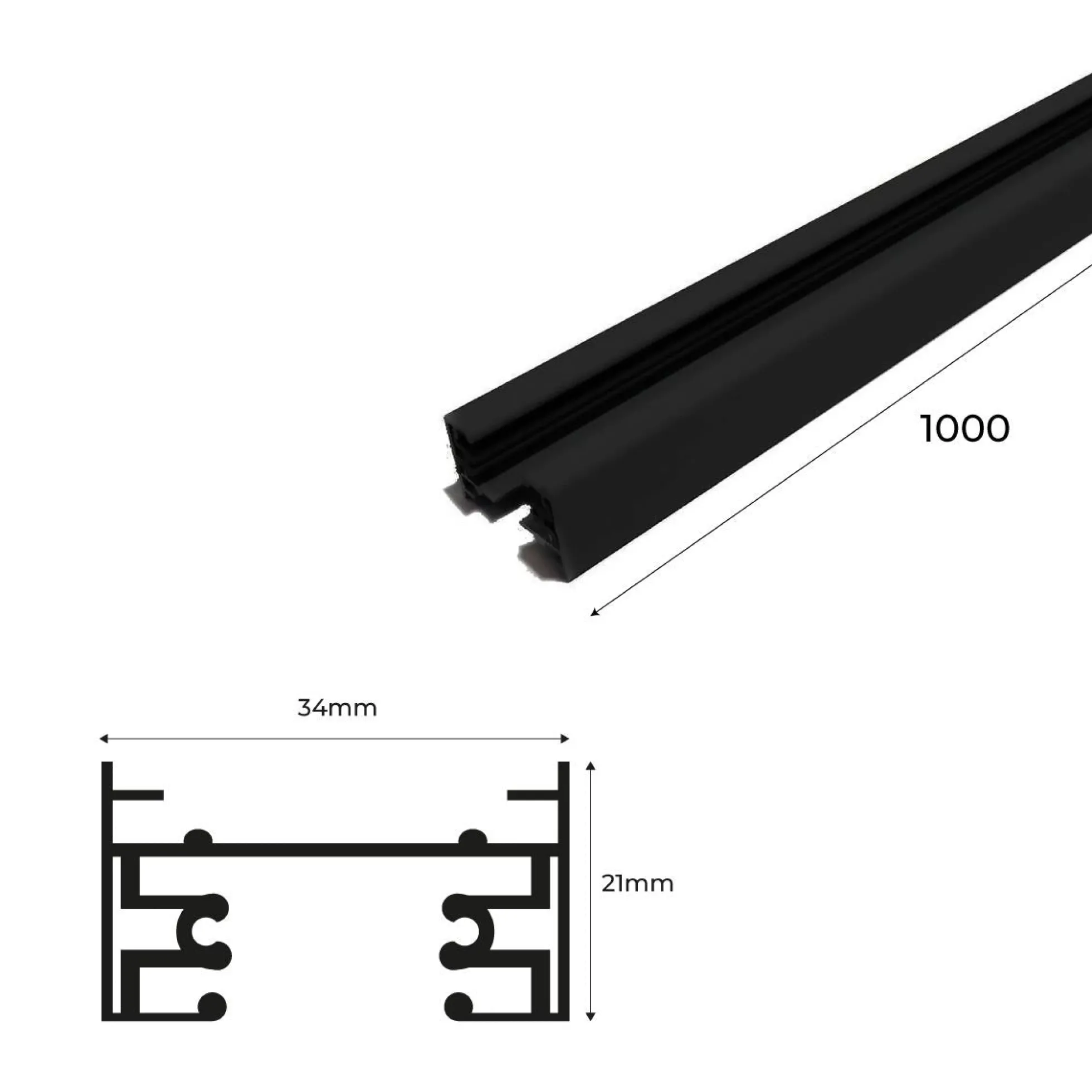 Carril monofásico de superficie para focos LED - Barra 1 metro
