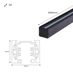 Carril trifásico para focos LED - Barra 2 metros