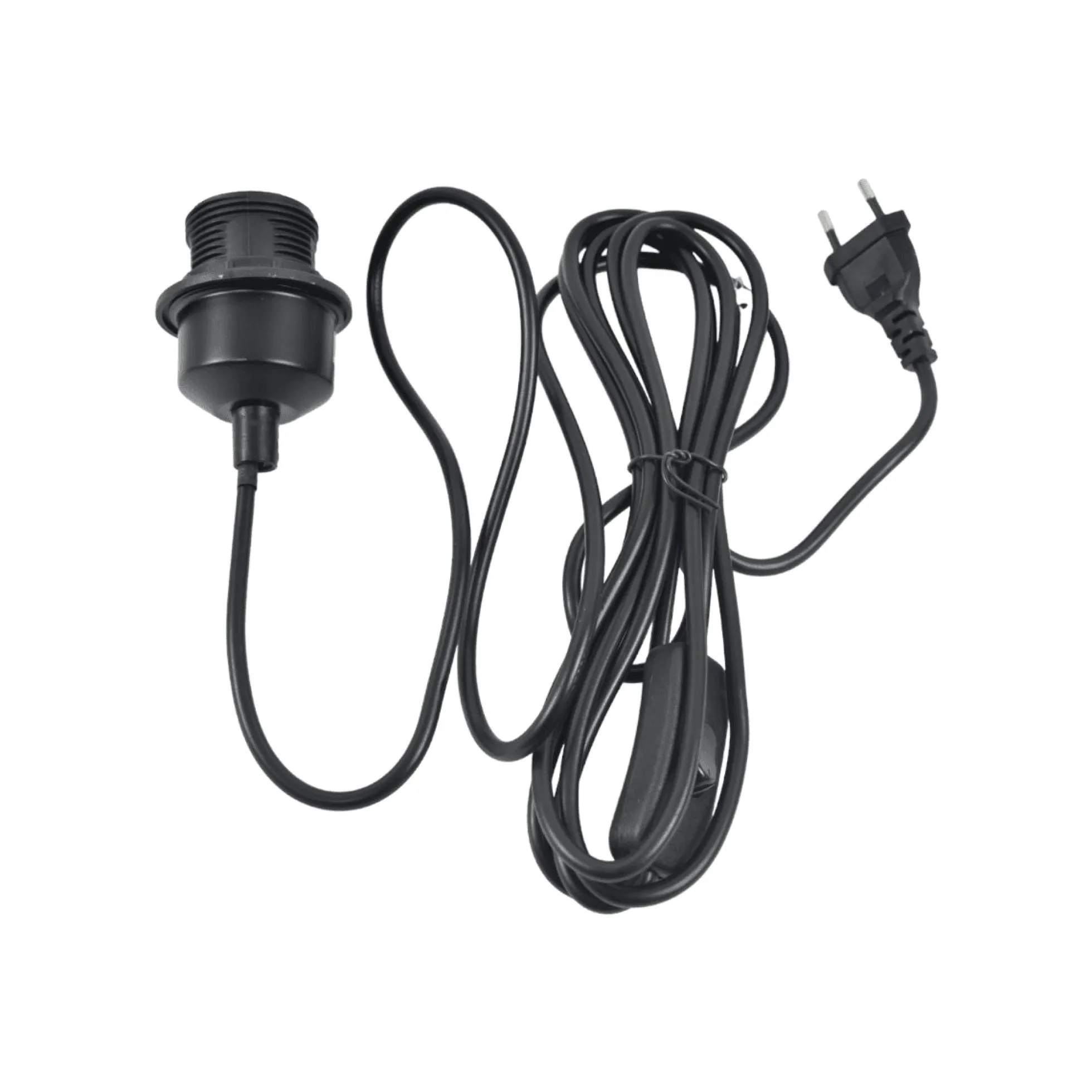 Casquillo E27 con cable de PVC, interruptor y enchufe