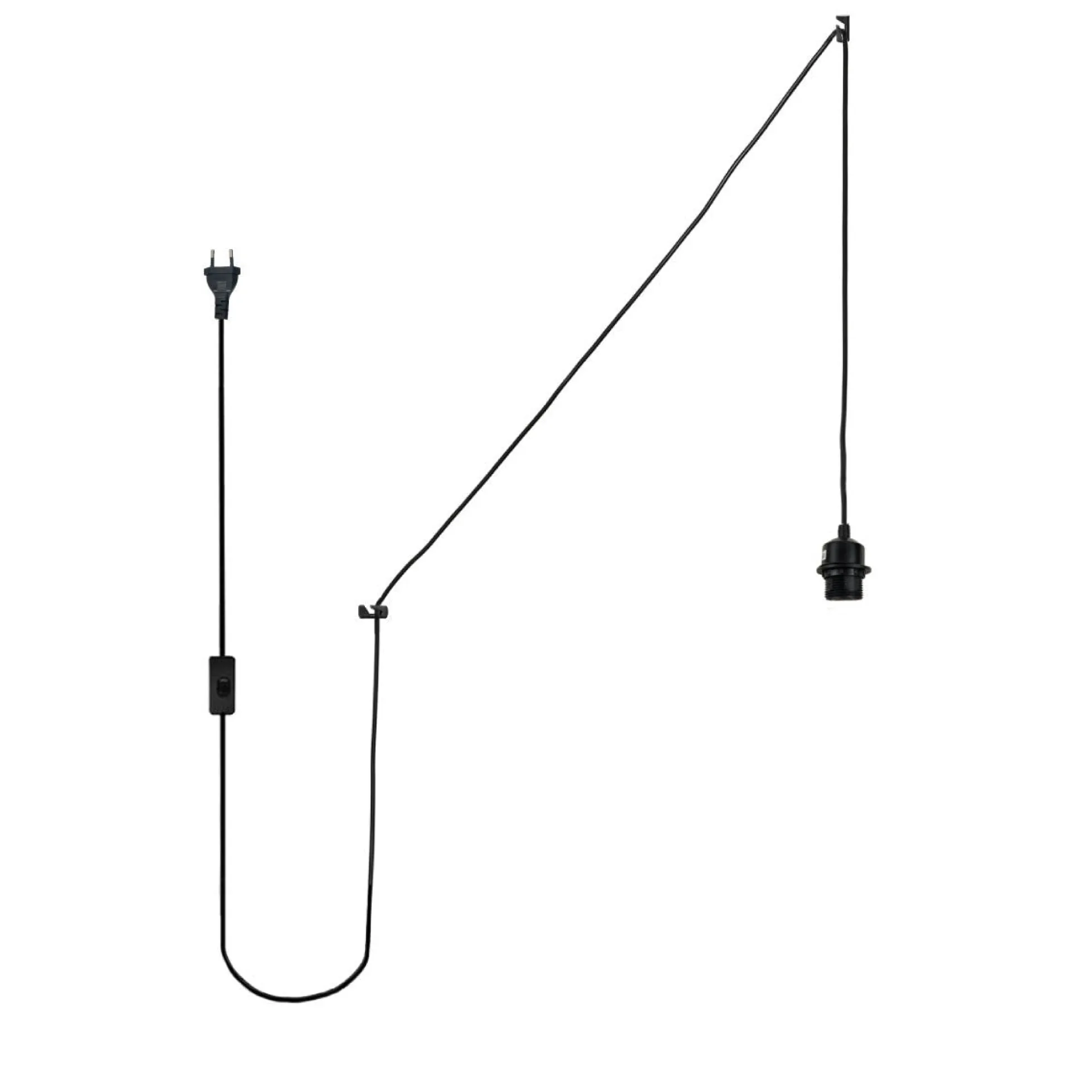 Casquillo E27 con cable de PVC, interruptor y enchufe