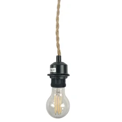 Casquillo E27 con cable de yute trenzado, interruptor y enchufe