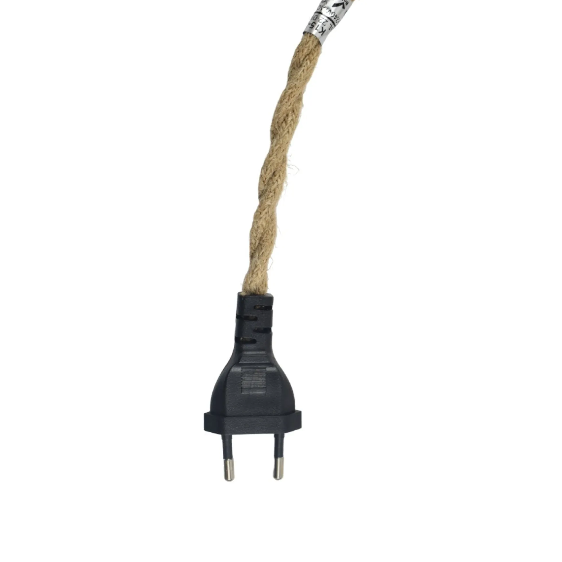 Casquillo E27 con cable de yute trenzado, interruptor y enchufe