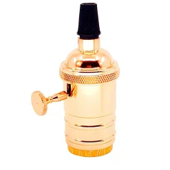 Casquillo E27 Vintage con interruptor Bronce Rosado / Cromado