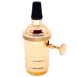 Casquillo E27 Vintage con interruptor Bronce Rosado / Cromado