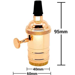 Casquillo E27 Vintage con interruptor Bronce Rosado / Cromado