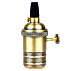 Casquillo portalámpara  Retro vintage acabado bronce con interruptor E27
