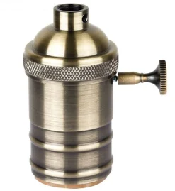 Casquillo portalámpara  Retro vintage acabado bronce con interruptor E27