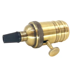 Casquillo portalámpara  Retro vintage acabado bronce con interruptor E27