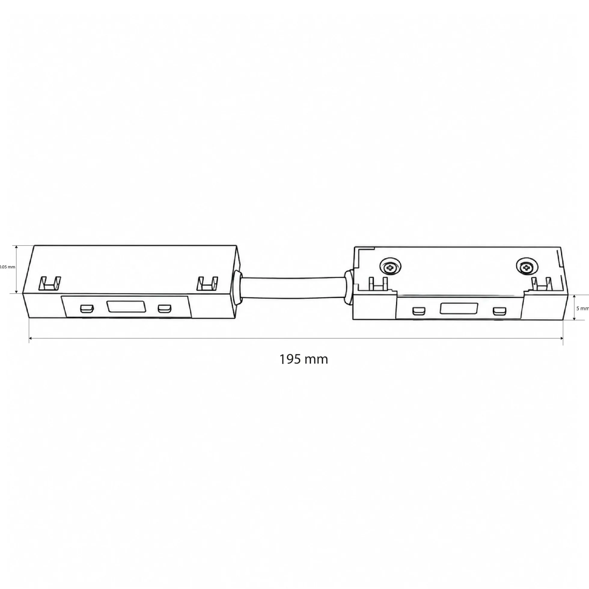Conector con cable para carril magnético - 10 mm - 48V - Conexión recta o curva
