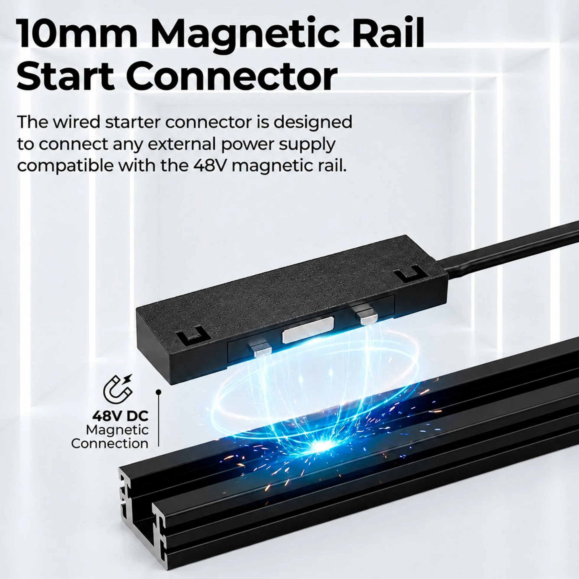 Conector de inicio para carril magnético - 10mm