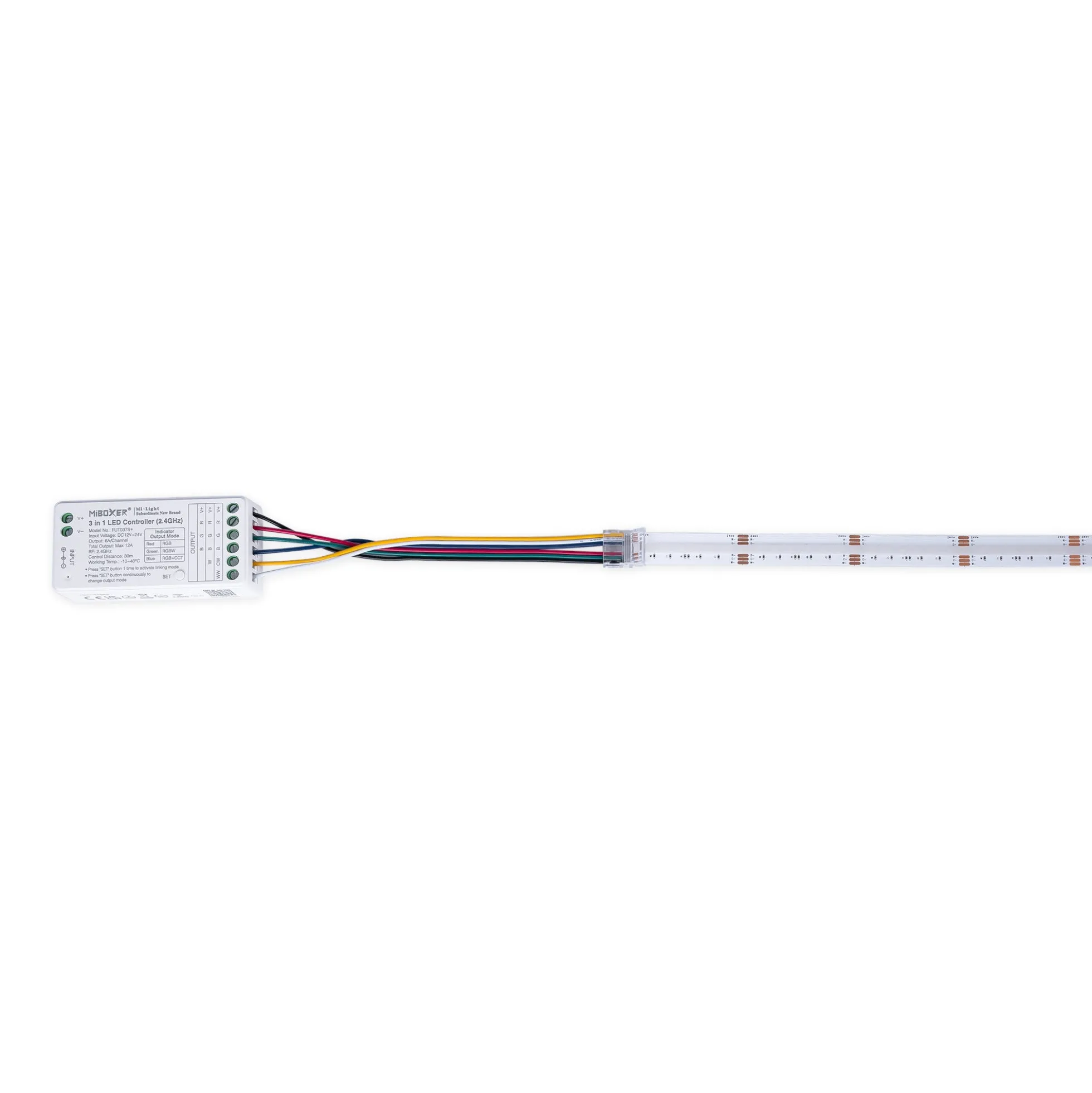 Conector Hippo RGB + CCT COB Tira a Controlador - PCB 12mm - 6 pines - IP20 - Máx. 24V