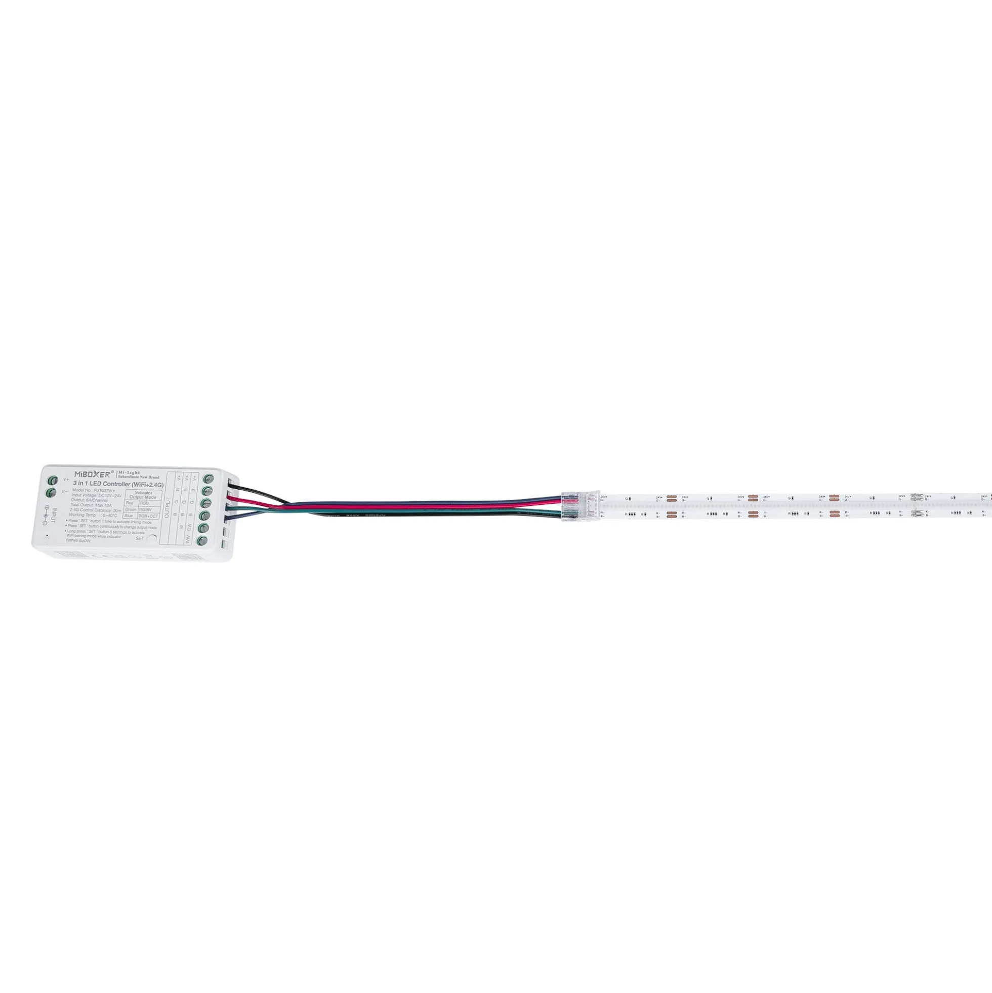 Conector Hippo Tira RGB COB a Controlador - PCB 10mm - 4 pines - IP20 - Máx. 24V