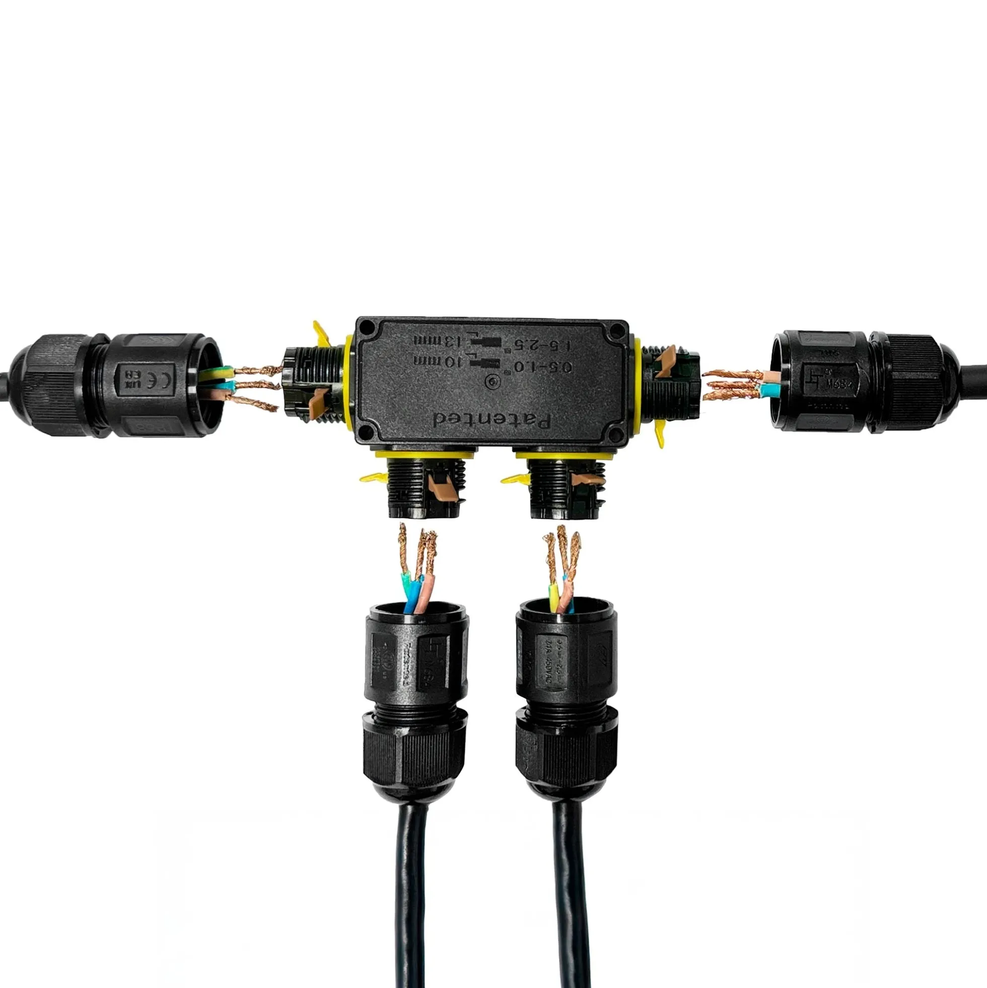 Conector impermeable en F - 3P - IP68 - 0,5-2,5mm² - 24A - T105