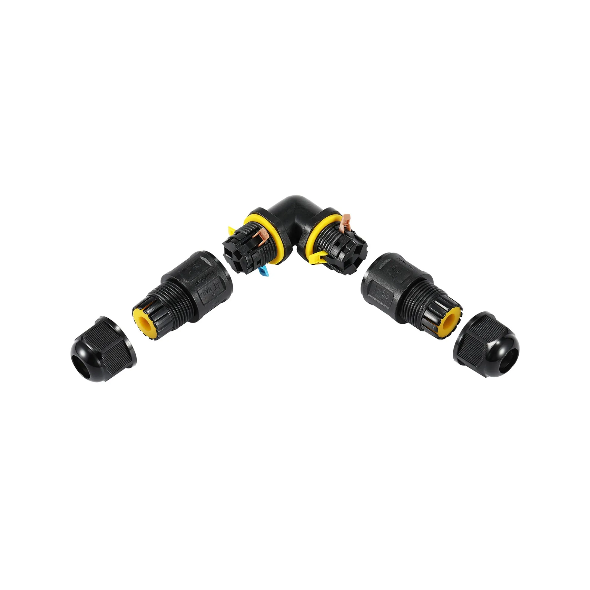 Conector impermeable en L - 3P - IP68 - 0,5-2,5mm² - 24A - T105